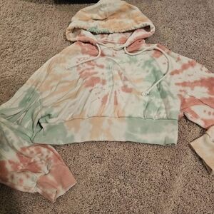 Aeropostale Pink and White Tie-Dye Hoodie